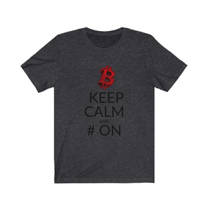 Crypto Clothing Bitcoin Shirt: Keep Calm and # on Red