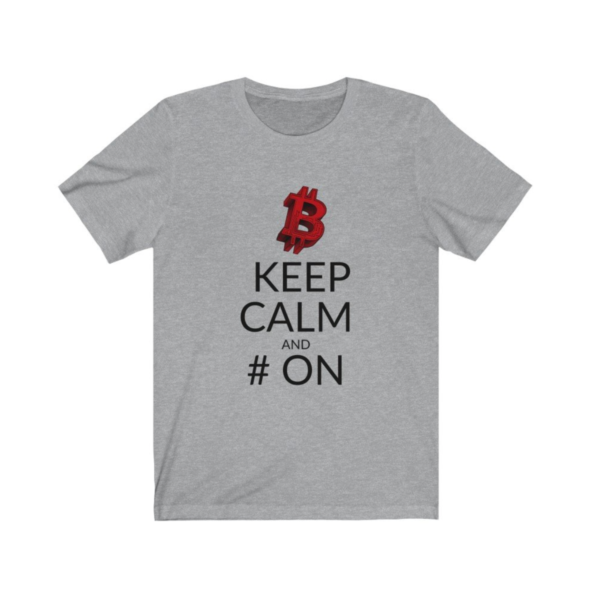 Crypto Clothing Bitcoin Shirt: Keep Calm and # on Red