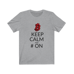 Crypto Clothing Bitcoin Shirt: Keep Calm and # on Red