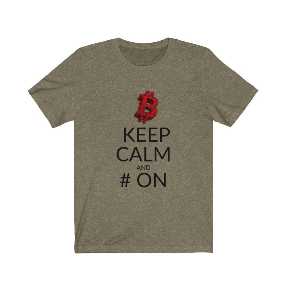 Crypto Clothing Bitcoin Shirt: Keep Calm and # on Red