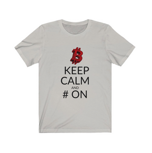 Crypto Clothing Bitcoin Shirt: Keep Calm and # on Red