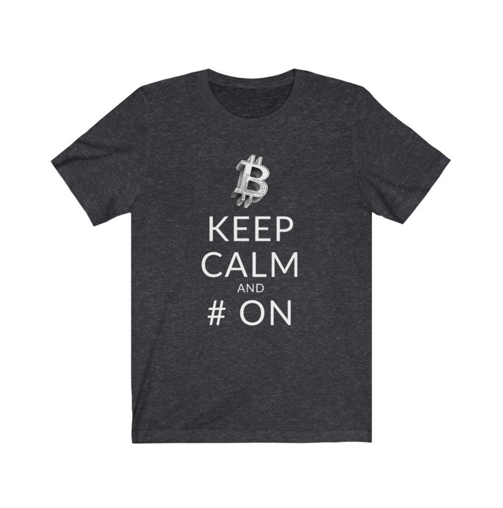 Crypto Clothing Bitcoin Shirt: Keep Calm and # on White