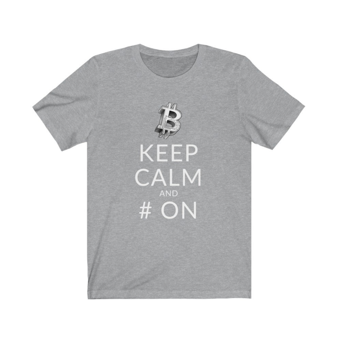 Crypto Clothing Bitcoin Shirt: Keep Calm and # on White