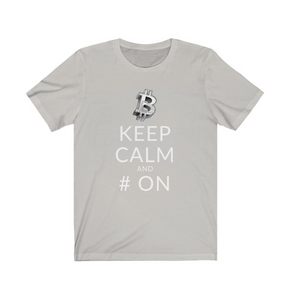 Crypto Clothing Bitcoin Shirt: Keep Calm and # on White