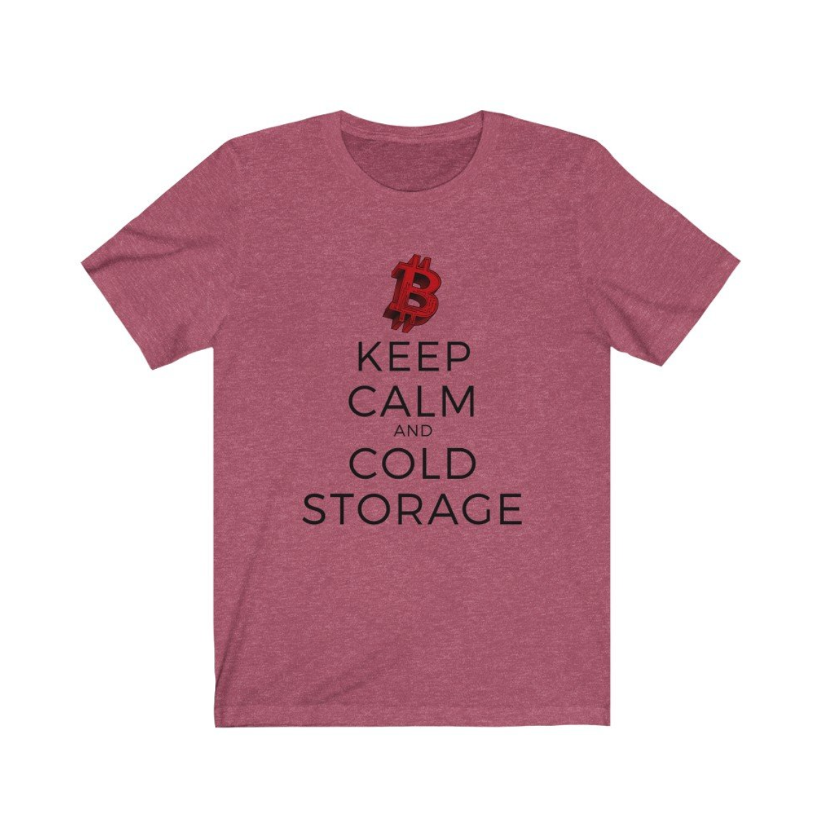 Crypto Clothing Bitcoin Shirt: Keep Calm and Cold Storage Red