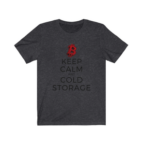 Crypto Clothing Bitcoin Shirt: Keep Calm and Cold Storage Red