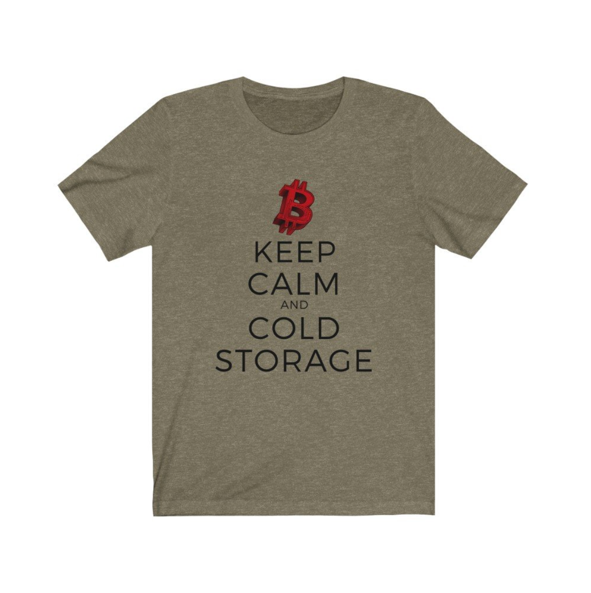 Crypto Clothing Bitcoin Shirt: Keep Calm and Cold Storage Red