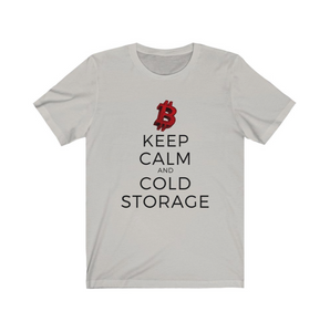 Crypto Clothing Bitcoin Shirt: Keep Calm and Cold Storage Red