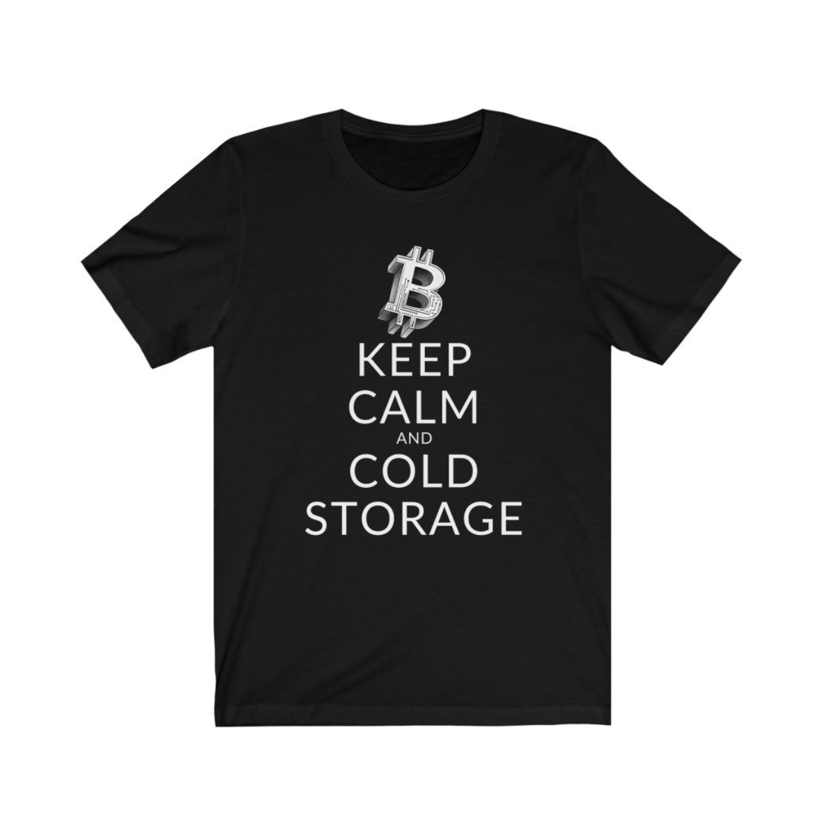 Crypto Clothing Bitcoin Shirt: Keep Calm and Cold Storage White